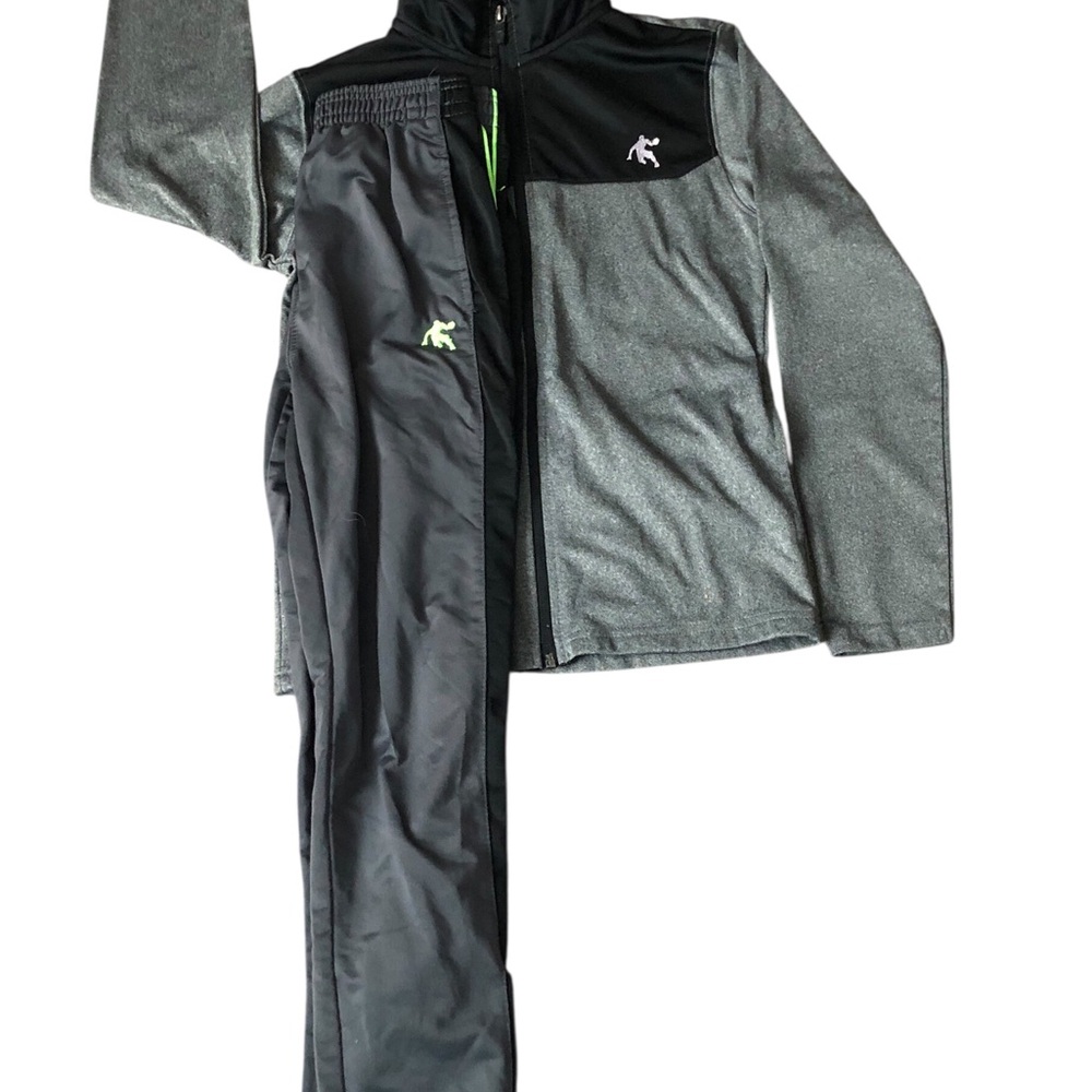 Just One Size Medium (10-12) Boy Jogger Pants & Zipper Track Sweatshirt Outfit
